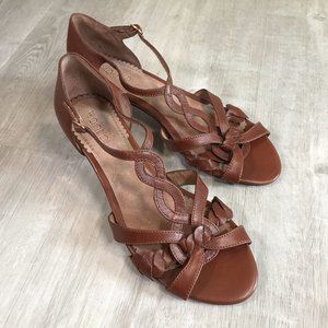 Antia Block Heel Genuine Leather Sandals Boho Hippie Festival Eclectic sz 9W